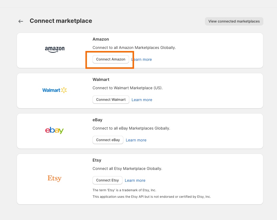 Shopify mit Amazon verbinden 2